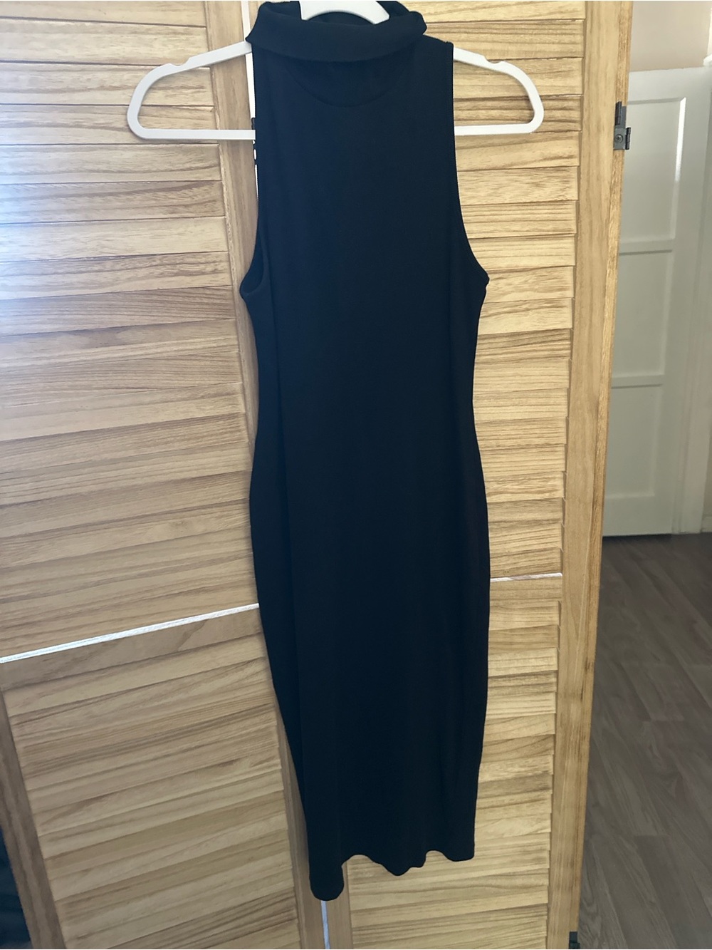 Zara Sleeveless Black Midi Dress with Turtleneck
